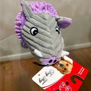 Brand New 8'' Pastel Pals Warthog Dog Toy With Squeaker